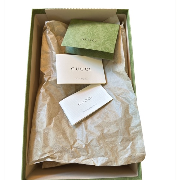 Gucci Luxury Gift Set – Green Embossed Paper Shopping Bag, Shoe Box,Cards - Picture 8 of 8